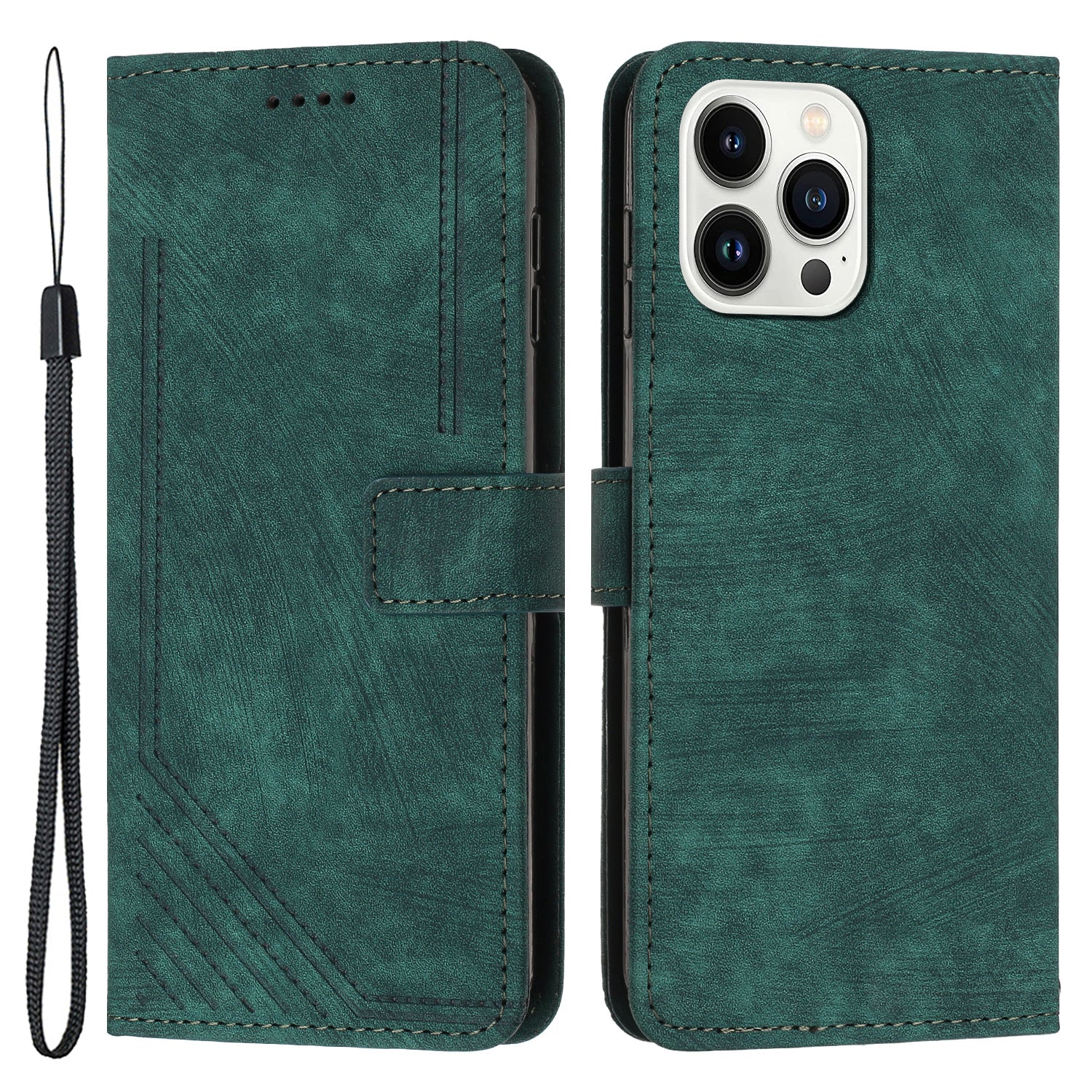 For iPhone 13 Pro Leather Stand Wallet Phone Case Skin-touch Lines Imprinted Phone Cover For iPhone 13 Pro Leather Stand Wallet Phone Case Skin-touch Lines Imprinted Phone Cover
